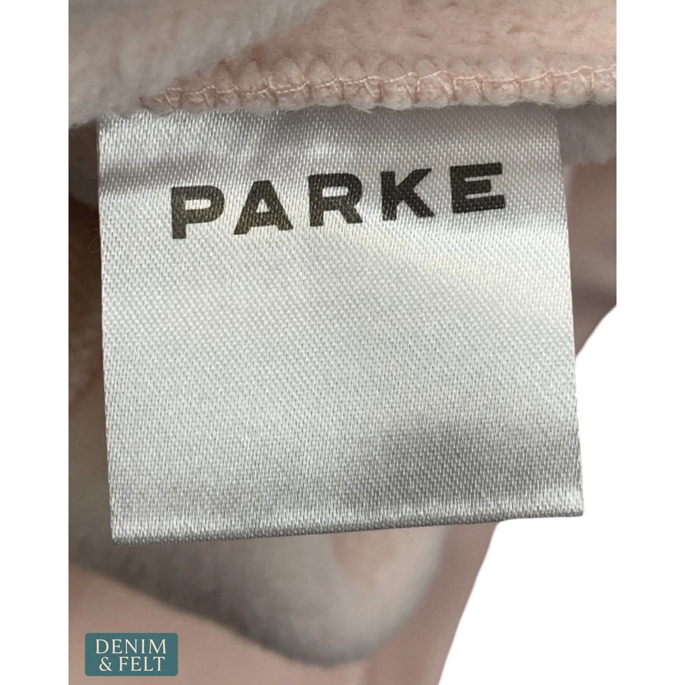 NEW Parke Varsity Mockneck Rose White Fleece Sweatshirt L/XL Oversized Pullover - Picture 12 of 15